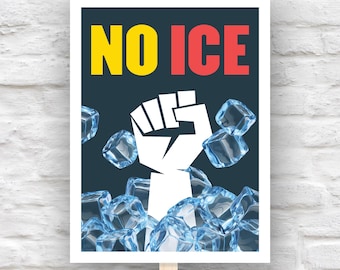 No ICE Protest Sign: Raised Fist, Anti-ICE, Anti-Trump Art (Digital Download, JPG, 4 Sizes)