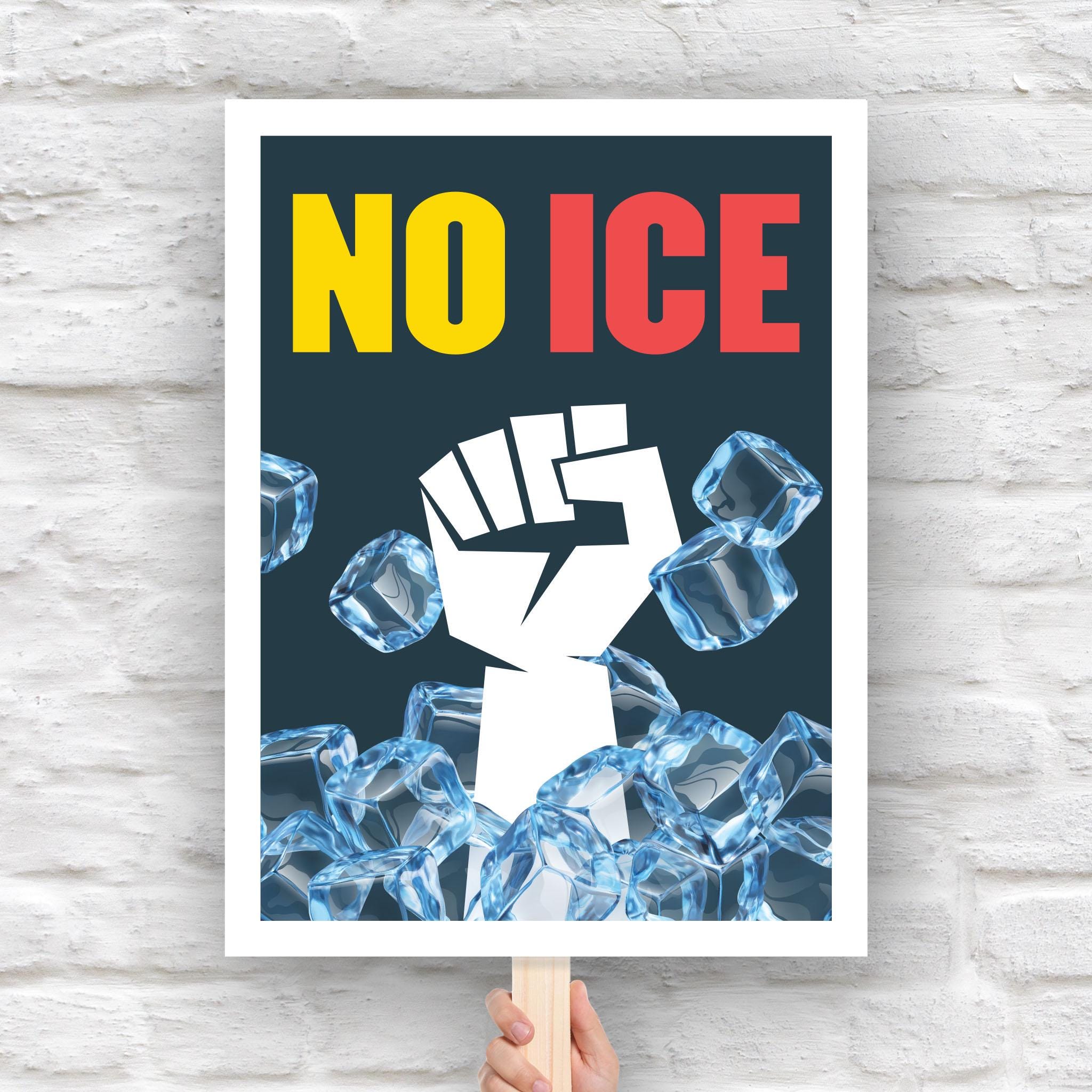 No ICE Protest Sign: Raised Fist, Anti-ice, Anti-trump Art