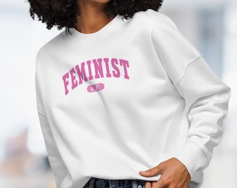 Sudadera Feminista AF para Mujer: Derechos de la Mujer, Igualdad, Estilo Universitario, Cuello Redondo (4 Colores)
