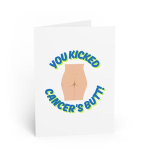 Tarjeta de felicitación "Le pateaste el trasero al cáncer": felicitaciones por tu remisión, tarjeta de valiente luchador contra el cáncer, tarjeta de aliento, pensando en ti