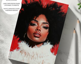 Crimson Hardcover Lined Journal | A5 5.75"x8" | Original Black Art Design | Notebook | A5 | Inspirational Self Care | Gift Stationery