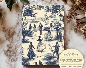 Hardcover Black Toile Journal | Lined Notebook | African American Heritage Gift | Gratitude Wellness Writing | Gifts for Women | 5.75”x8”