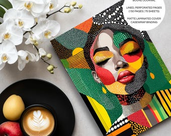 Pop Art Lined Hardcover Journal | Original Black Art Design | Notebook | A5 5.75" × 8.25" | Inspirational Self Care Diary | Gift Stationery