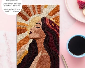 Hardcover Journal | Embroidery style | Creative Writing Notebook | A5 Black Art Journal | Boho Decor | Inspirational Stationery Gifts