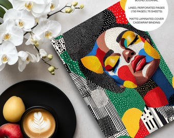 Pop Art Lined Hardcover Journal | Original Black Art Design | Notebook | A5 5.75" × 8.25" | Inspirational Self Care Diary | Gift Stationery