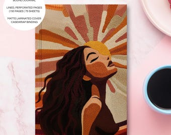 Hardcover Journal | Embroidery style | Creative Writing Notebook | A5 Black Art Journal | Boho Decor | Inspirational Stationery Gifts