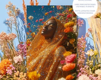 Goddess Manifestation Journal Lined Hardcover | Personal Notebook | Gratitude Diary | A5 5.75"x8" | Wellness Self Care | Gift Stationery