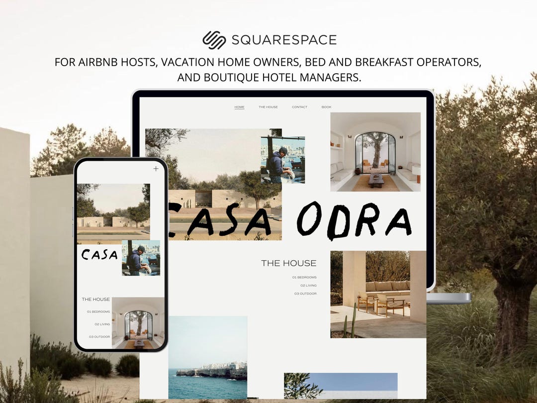 Vacation Rental Squarespace Template, Villa Website Template, Holiday