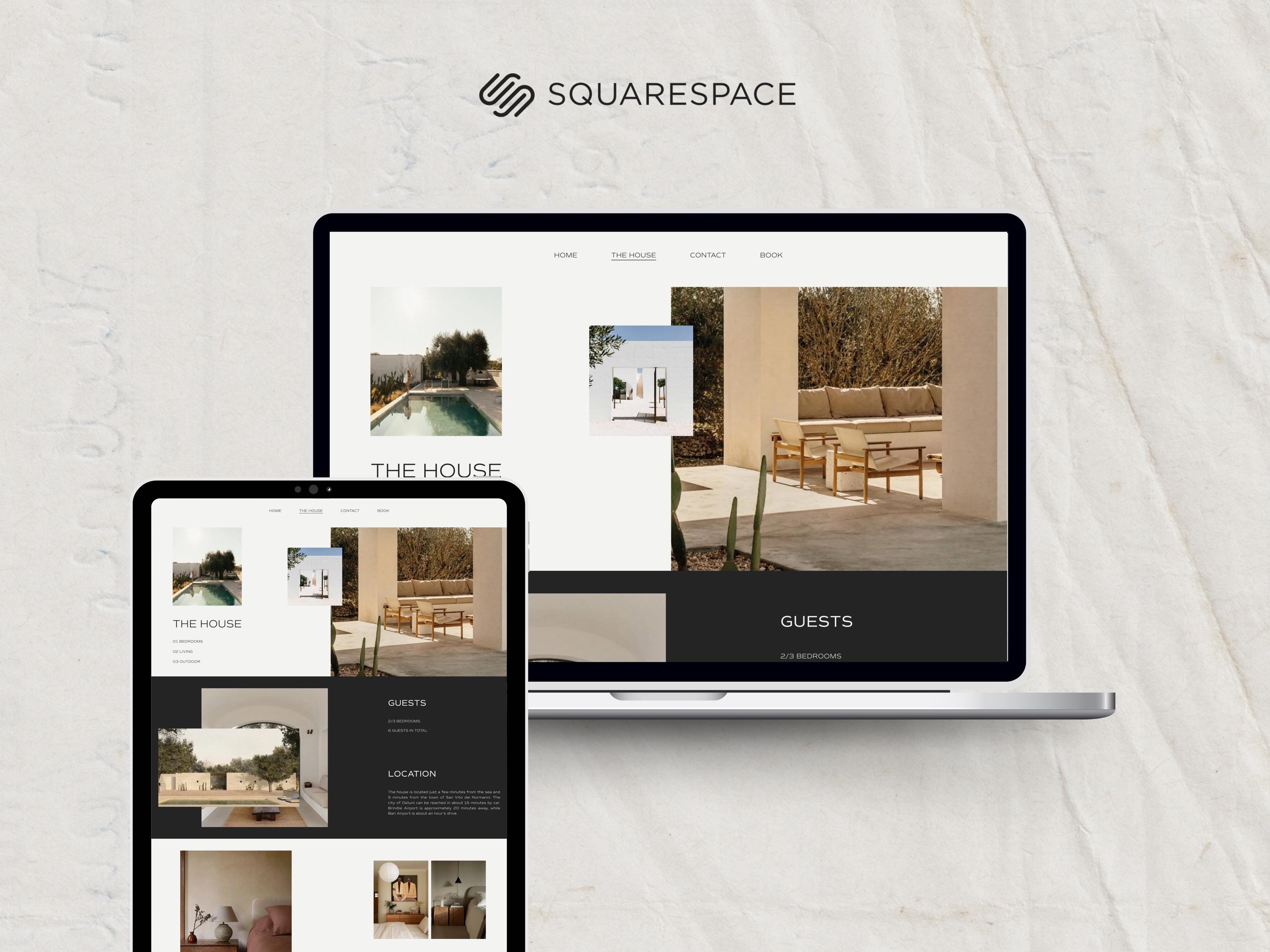 Vacation Rental Squarespace Template, Villa Website Template, Holiday