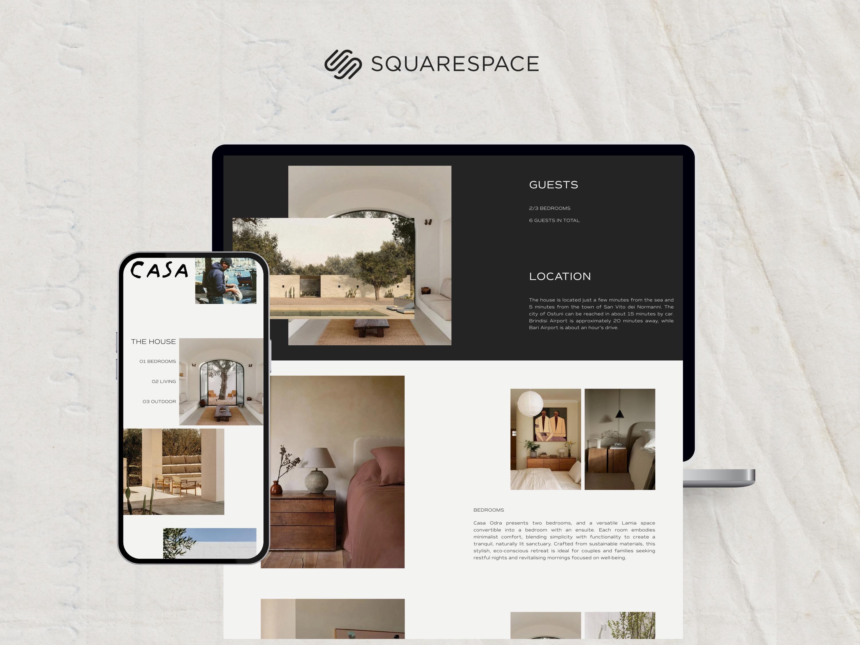 Vacation Rental Squarespace Template, Villa Website Template, Holiday