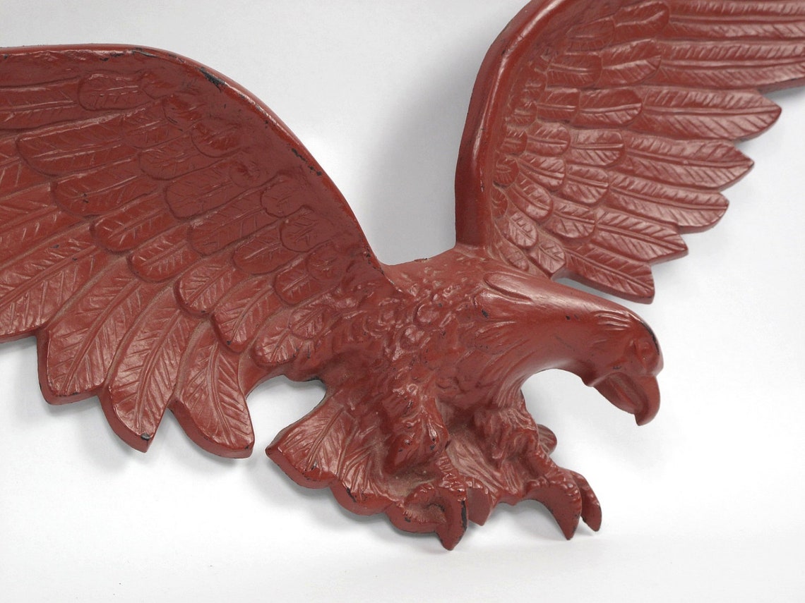 Vintage American Eagle Wall Hanging Molded Plastic Maroon Etsy