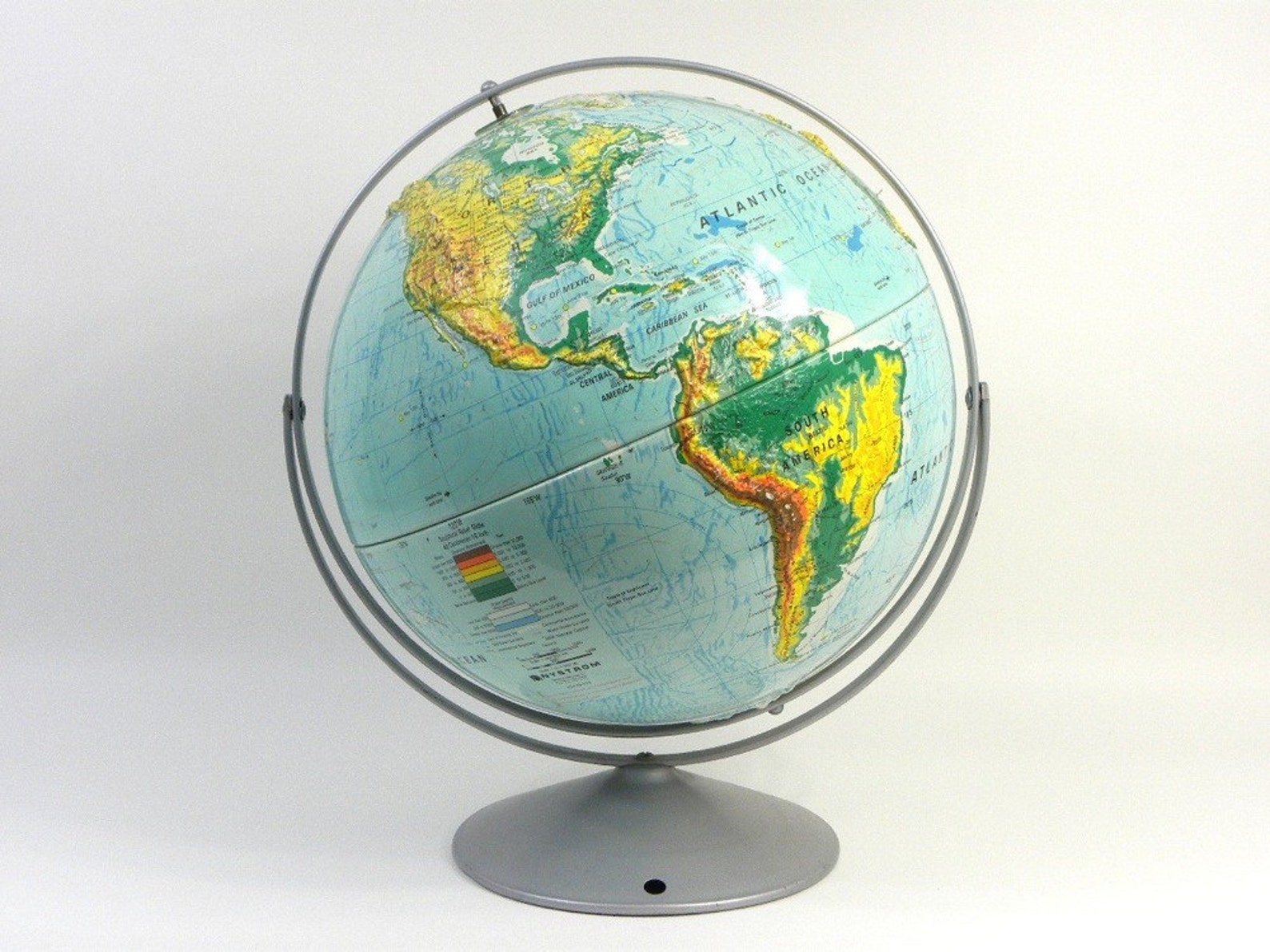 Large World Globe Nystrom Sculptural Raised Relief Globe 16 Etsy