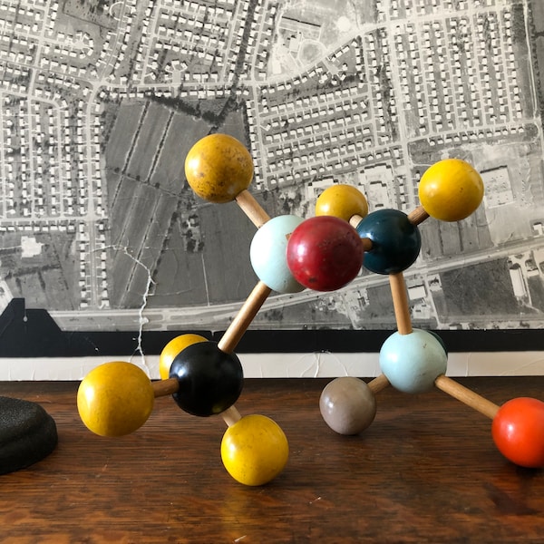 Vintage Molecular Model, Multicolored, 1950's-60's, Mod, Sculptural, Scientific, Atomic, Colorful, Decor