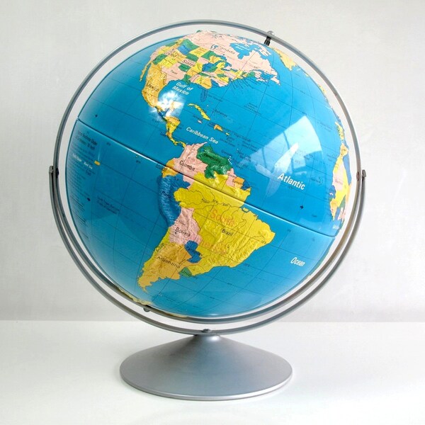 Large Classroom Globe, Nystrom Sculptural Raised Relief World Globe, 16 in. Diameter, Beautiful Colors