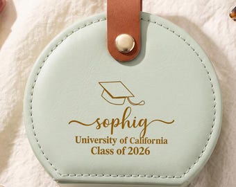 Graduate Gift, Personalized Travel Jewelry Case, Class of 2026 PU Leather Jewelry Box, College Graduation Keepsake for Her
