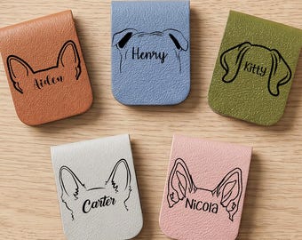 ペットの名前入りしおり、犬耳・猫耳デザインのしおり、読書好きや動物好きの方へのペット追悼ギフト