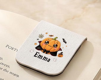 Custom Halloween Pumpkin Bookmark, Cute Spooky Name Book Mark, Custom Gift for Girls, Halloween Reader Gift