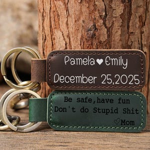 Custom Leather Keychain,Leather Keyring,Personalized Engraved Keychain,Keyring Key Fob,Engraved Keychain for Men and Women,Gift for Him