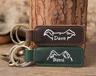 Personalized Dog Ear Leather Keychain,Custom Pet Name Keyring,Dog Mom Gift,Pet Memorial Keepsake,Minimal Pet Lover Gift