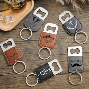 Personalized Leather Keychain Bottle Opener,Custom Bottle Opener,Beer Opener Keychain,Bottle Opener Key,Gift for Boyfriend,Best Men Gift