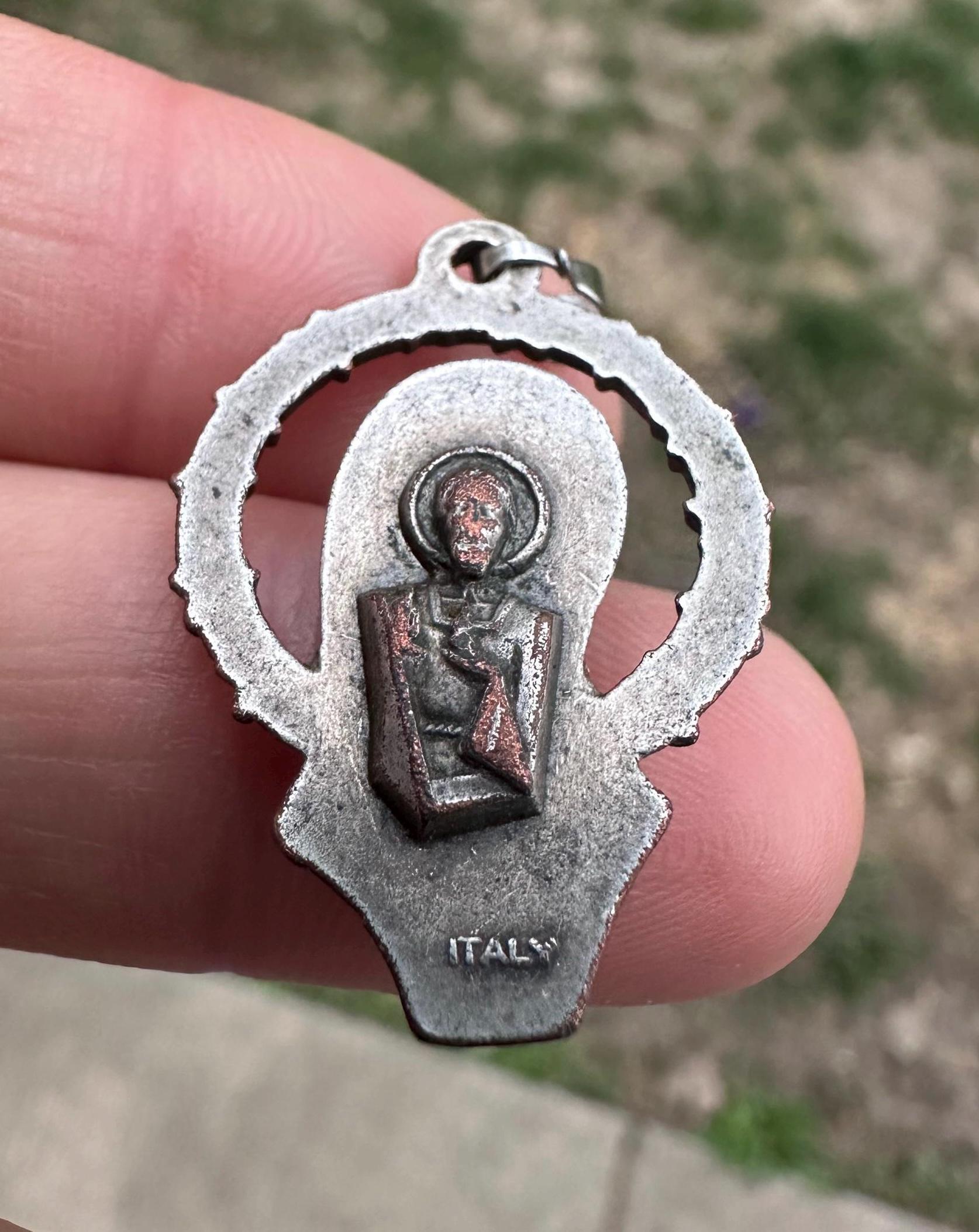 Vintage Catholic Our Lady of Lourdes Silver Tone Religious Medal ...