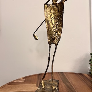 Brutalist Bronze Golfer Sculpture