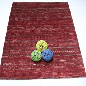 5x7 Ft Gabbeh Area Rug - Red Afghan Handmade Striped Thick Pile Wool Rug - Geometric Rug - Bedroom Rug - Living Room Rug - Kitchen Rug - Rug