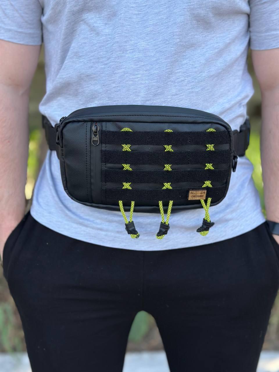 handmade belt bag, faux leather, velcro closure, paracord,Waist bag,unisex,travel,Fashionable bag,durable,leather bag,gift,Fanny pack