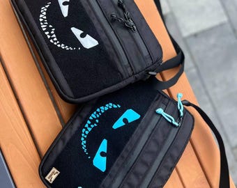 Reflective bag, Glow in the dark, shoulder, crossbody, Outdoor, Cycling, Luminous, Night,Safety,print, Travel,Everyday,Eco,Handmade,Upcycled