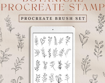Botanical Procreate Brush Stamps, Floral Tattoo Brushes (Digital Download)