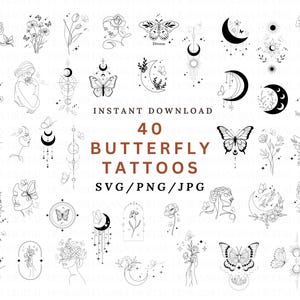 40 Butterfly SVG Bundle, Butterfly SVG designs, Butterfly files for Cricut, Butterfly silhouette, Butterfly clipart, Butterfly PNG