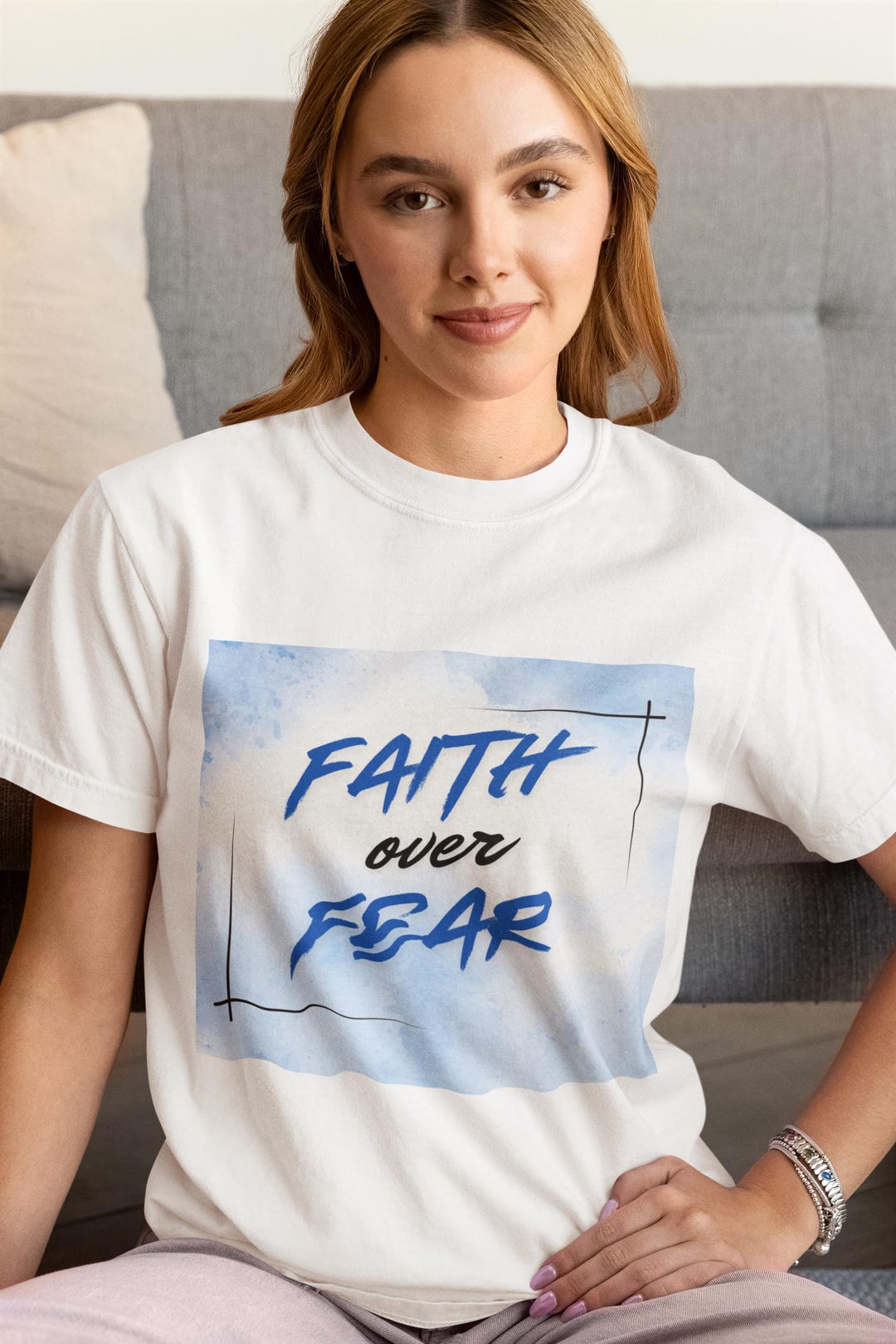 Faith Over Fear Christian T-shirt | Bible Verse Tee | Inspirational ...