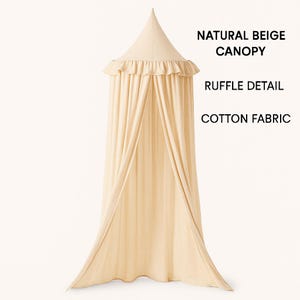 Textured White Canopy with Hook and Cord, Boho Kids Bed Canopy, Minimalist Nursery Tent, Reading Nook Decor for Baby Room image 11
