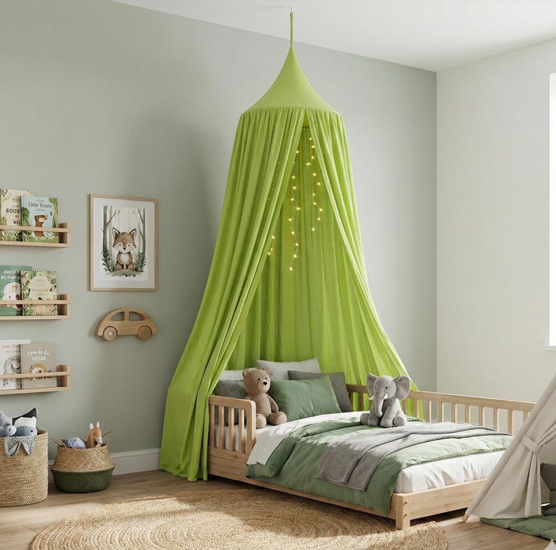 Kids Bed Canopy Cotton for Nursery, Baby Crib Hanging Tent, Mosquito Net & Reading Nook Decor, Playroom Curtain Canopy image 12