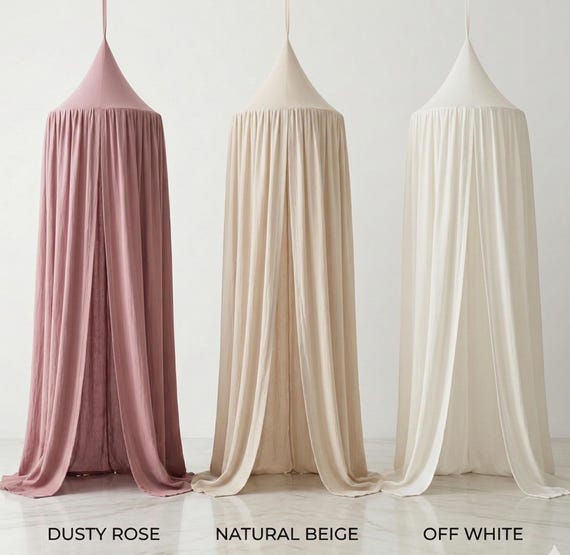 Kids Bed Canopy Cotton for Nursery, Baby Crib Hanging Tent, Mosquito Net & Reading Nook Decor, Playroom Curtain Canopy