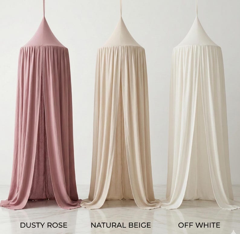 Kids Bed Canopy Cotton for Nursery, Baby Crib Hanging Tent, Mosquito Net & Reading Nook Decor, Playroom Curtain Canopy image 1