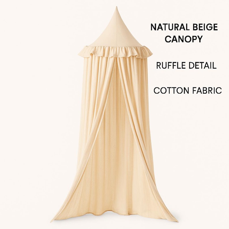 Kids Bed Canopy Cotton for Nursery, Baby Crib Hanging Tent, Mosquito Net & Reading Nook Decor, Playroom Curtain Canopy image 5