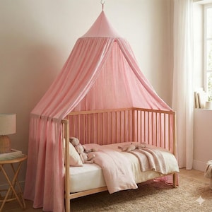 Textured White Canopy with Hook and Cord, Boho Kids Bed Canopy, Minimalist Nursery Tent, Reading Nook Decor for Baby Room image 14