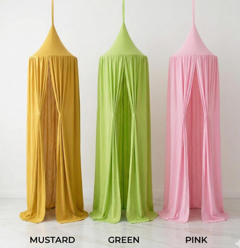 Kids Bed Canopy Cotton for Nursery, Baby Crib Hanging Tent, Mosquito Net & Reading Nook Decor, Playroom Curtain Canopy image 2
