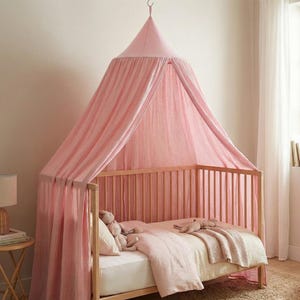 Kids Bed Canopy Cotton for Nursery, Baby Crib Hanging Tent, Mosquito Net & Reading Nook Decor, Playroom Curtain Canopy image 14