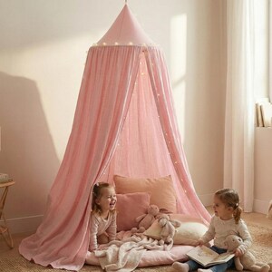 Kids Bed Canopy Cotton for Nursery, Baby Crib Hanging Tent, Mosquito Net & Reading Nook Decor, Playroom Curtain Canopy image 6