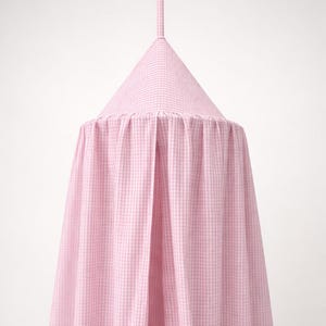 Pink Gingham Checkered Nursery Tent Canopy for Crib, Girl Nursery Decor, Hanging Bed Canopy