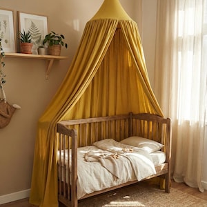 Kids Bed Canopy Cotton for Nursery, Baby Crib Hanging Tent, Mosquito Net & Reading Nook Decor, Playroom Curtain Canopy image 13
