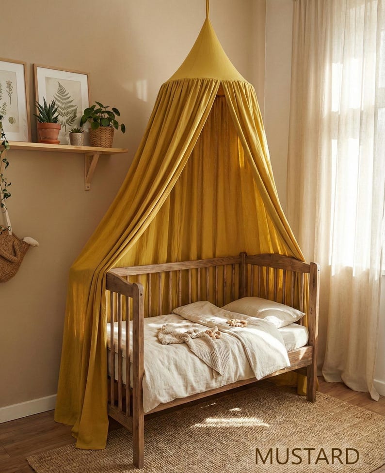 Kids Bed Canopy Cotton for Nursery, Baby Crib Hanging Tent, Mosquito Net & Reading Nook Decor, Playroom Curtain Canopy image 13