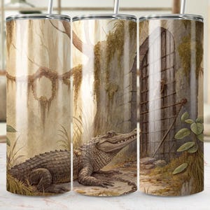 Alligator Tumbler PNG: Gothic Bayou Illustration (Digital Download)