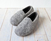 Grey house shoes, winter house slippers, unisex wool slippers, woolen gift idea, simple slippers