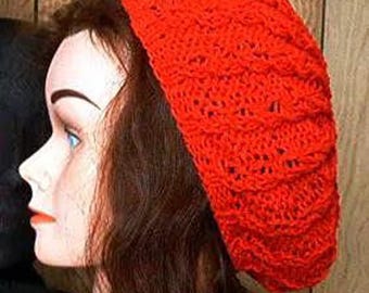 Slouchy Cable  Knit Beret Beanie Tam Hat PATTERN Knitting Original Digital Download No physical product