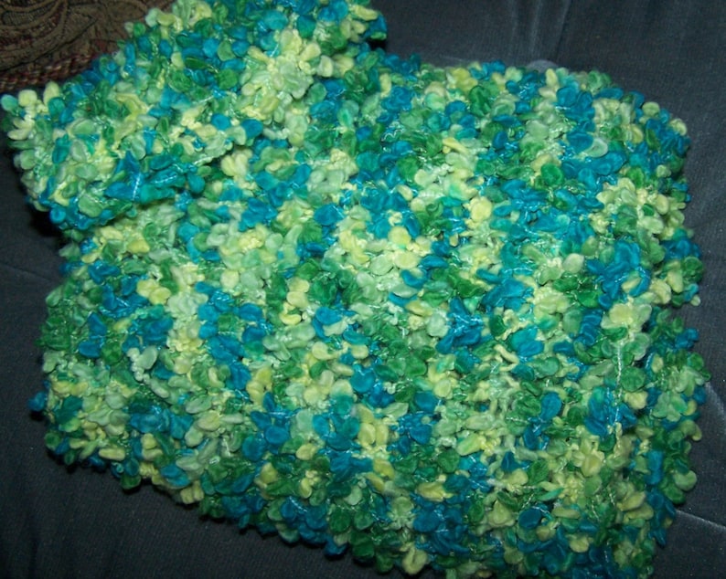 Baby Blanket Blankie Spring Wrap Headband Chenille Shaggy Nubby Green Blue Yellow Hand Knit Photo Prop Lap Quilt Carriage Cover Throw