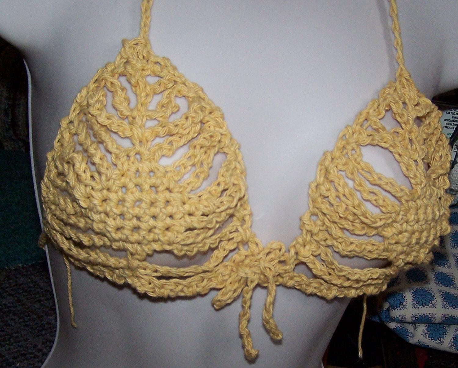 Crochet Bikini Top Sexy Daring Barely There Handmade Cotton | Etsy