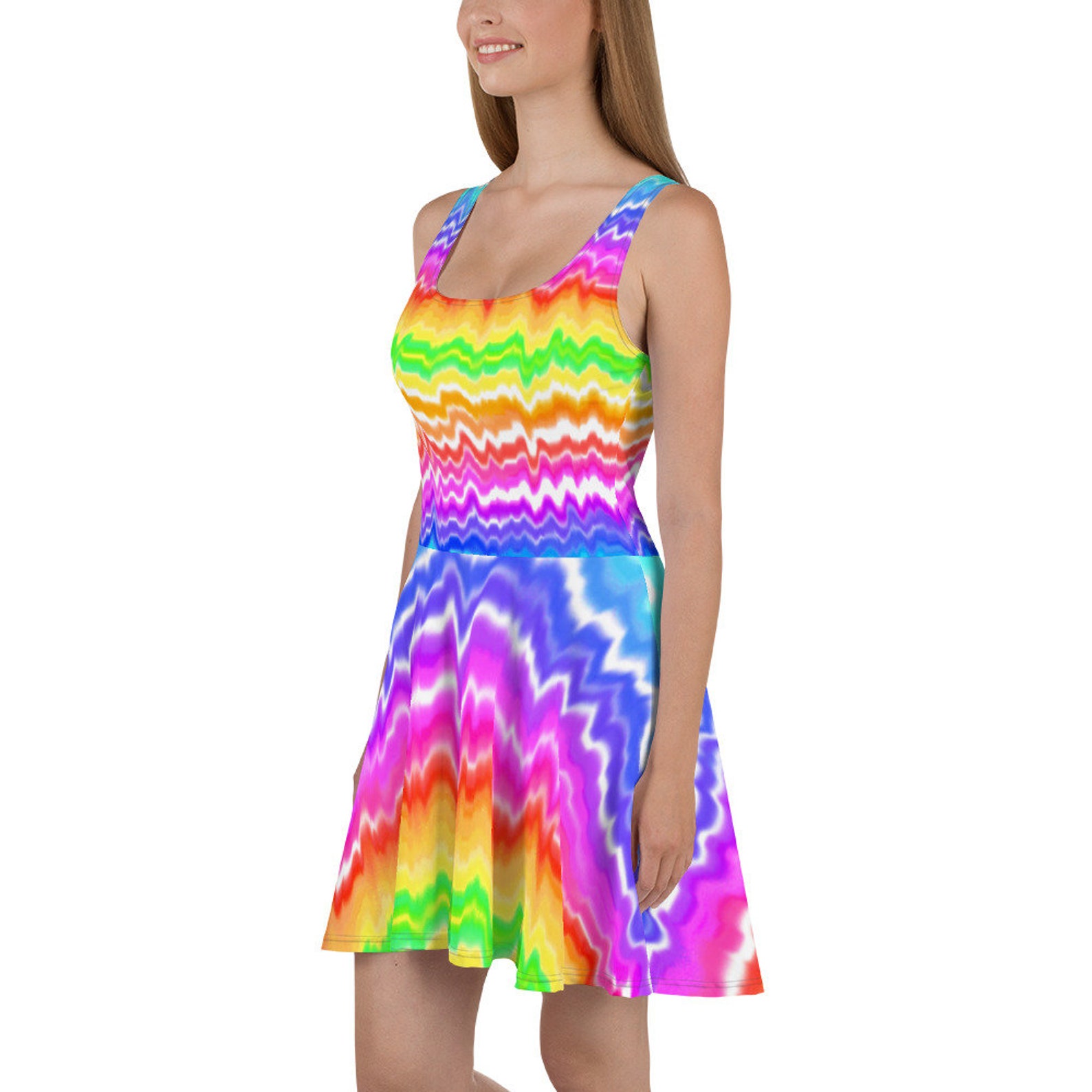 Rainbow Skater Dress Neon Sunset Rainbow Bright Sunrise | Etsy